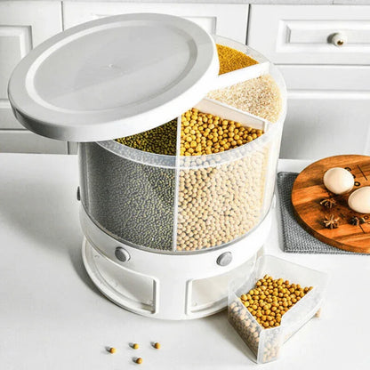Rotation rice & grains dispenser with 6 partition grids - Prozone