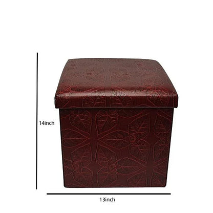 Folding storage ottoman foot rest & stool - maroon - Prozone
