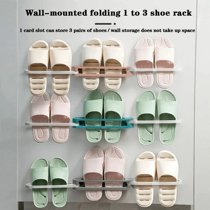 Adjustable space saving wall rack for slippers - Prozone