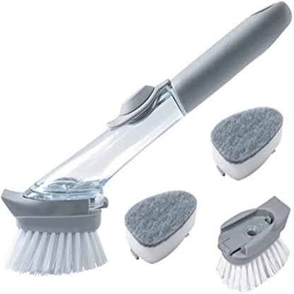 Long-handled detachable liquid washing dishes brush - grey - Prozone
