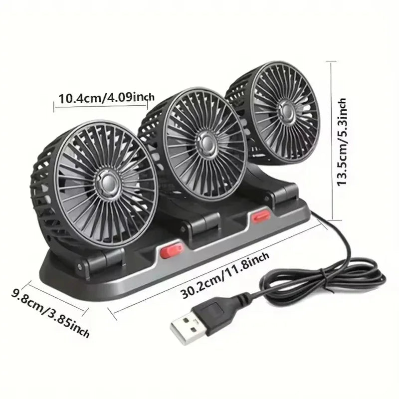 Portable 360°Rotating Three Heads Car Cooling Fans - Prozone
