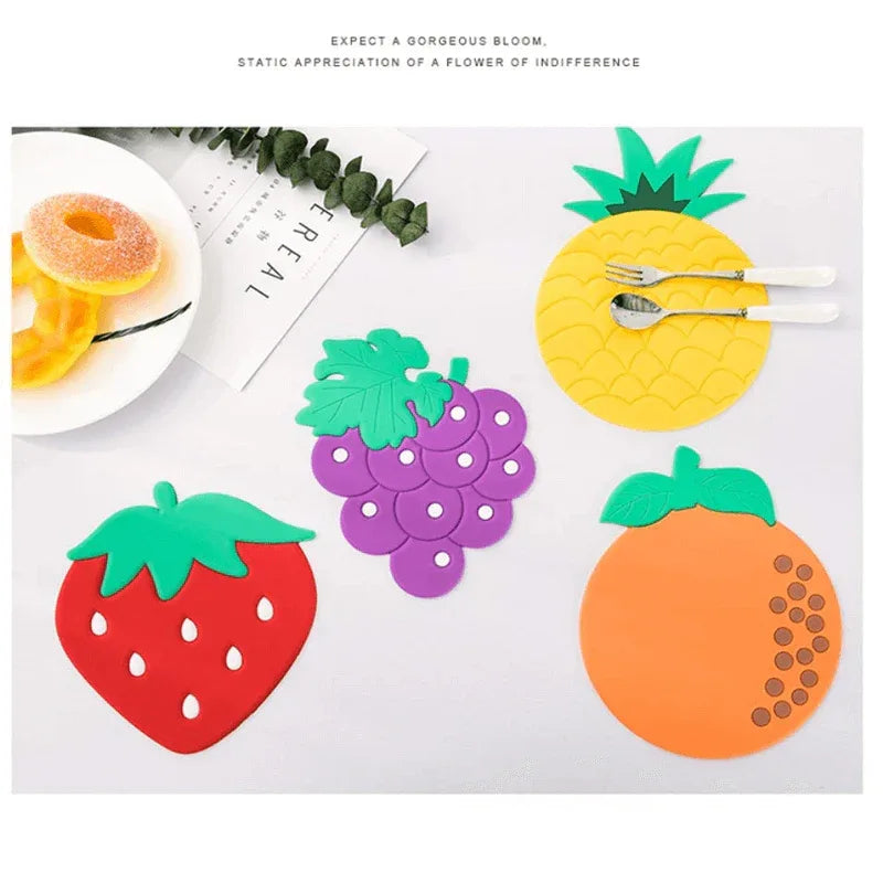 Drink placement mat cute silicone fruits cup mats - Prozone