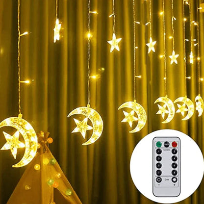 Led star moon curtain string lights - Prozone