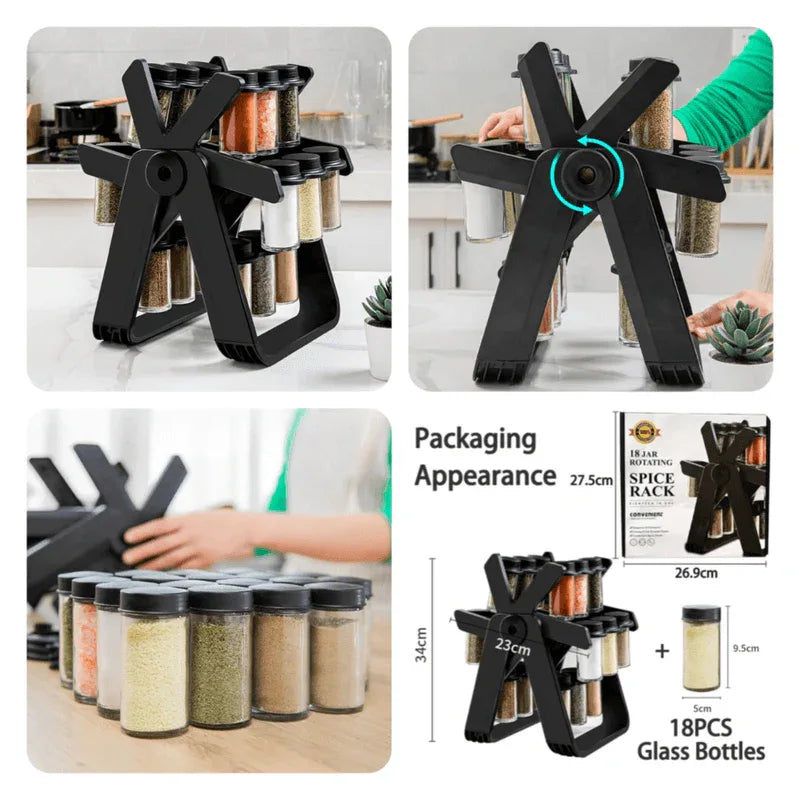 18pcs 360 degree rolling spices jar set - Prozone