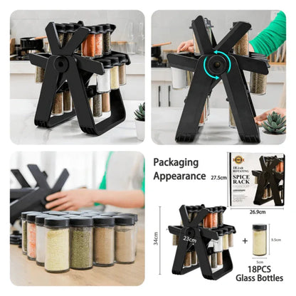 18pcs 360 degree rolling spices jar set - Prozone
