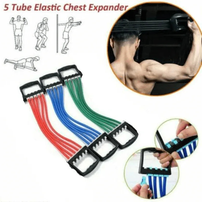 Multi-function 5 rubber tubes chest expander - Prozone