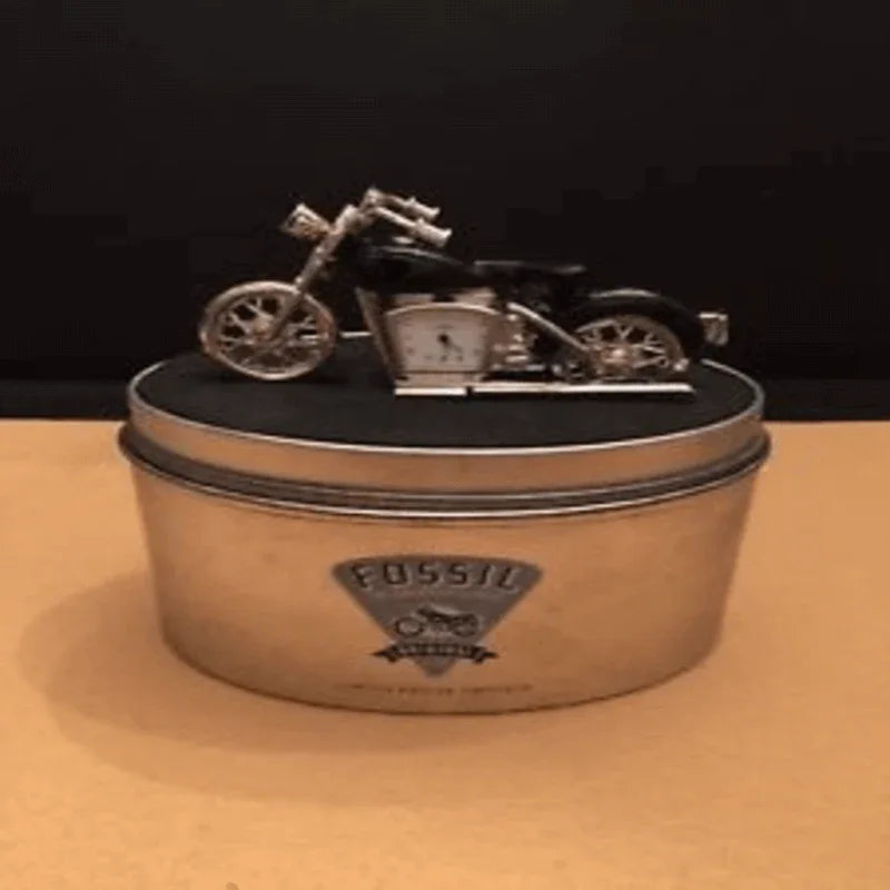 Fossil brand antique harley bike clock- metal black - Prozone