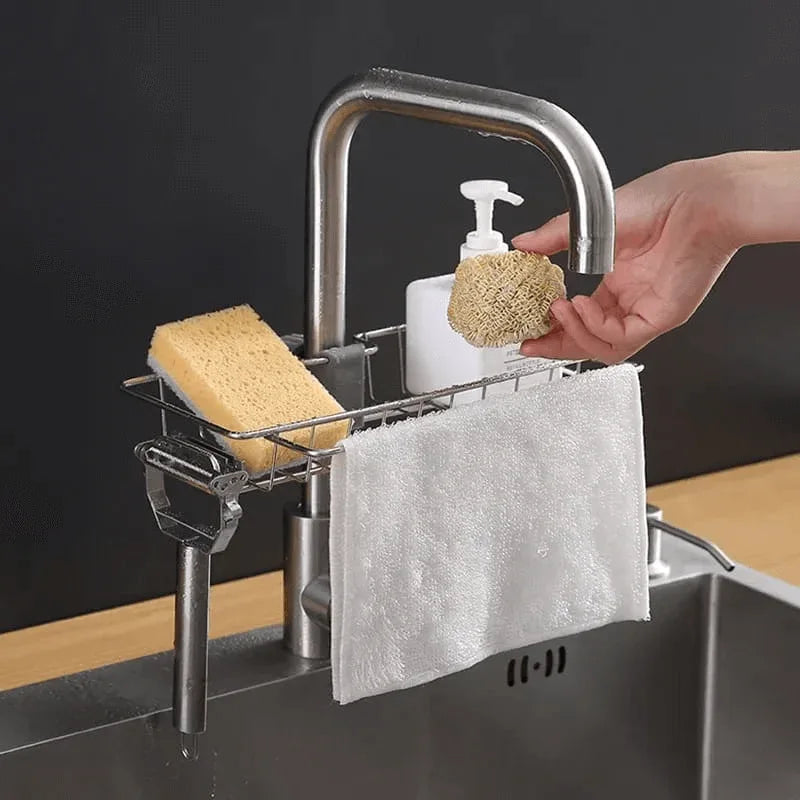 Faucet caddy shelf draining kitchen organizer rack - Prozone