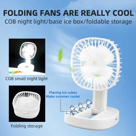 Mini Desktop USB Rechargeable Foldable Fan with LED Light - Prozone