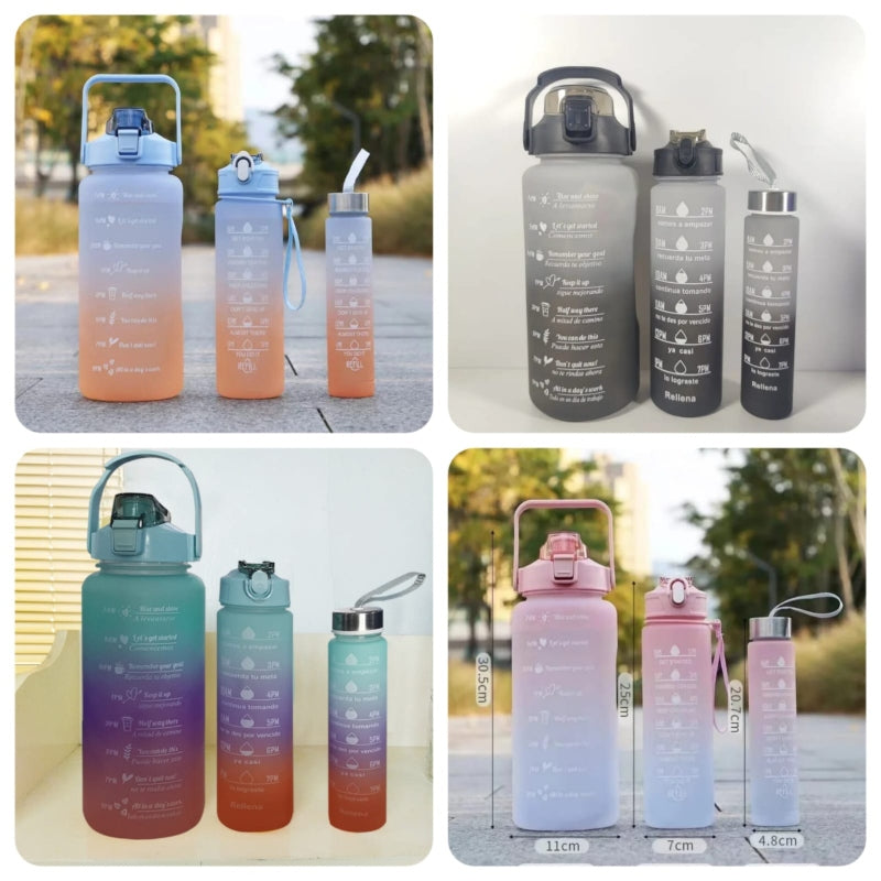3pcs gradient plastic sports water bottle - Prozone