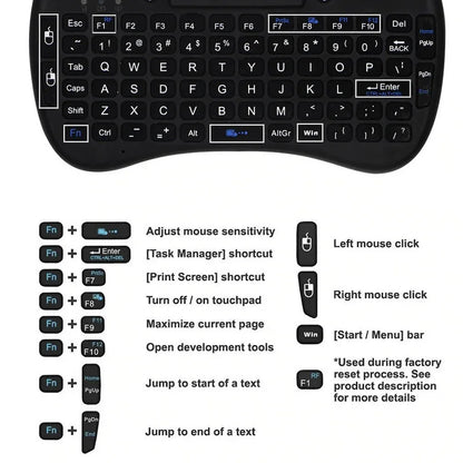 3 colors backlit mini wireless keyboard with touchpad - Prozone
