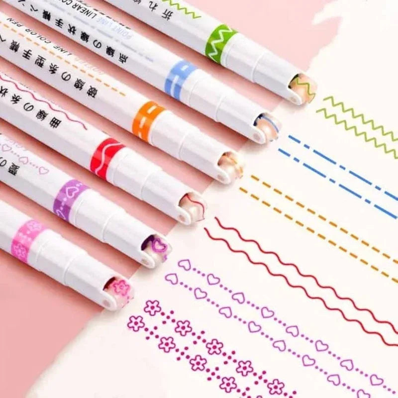 Pack Of 6 Linear Roller Design Color Pen - Prozone