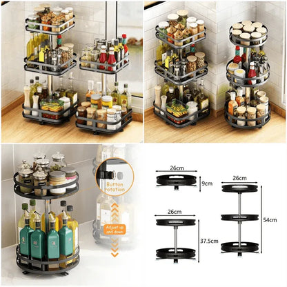 2 layer 360 degree rotating iron storage rack - Prozone