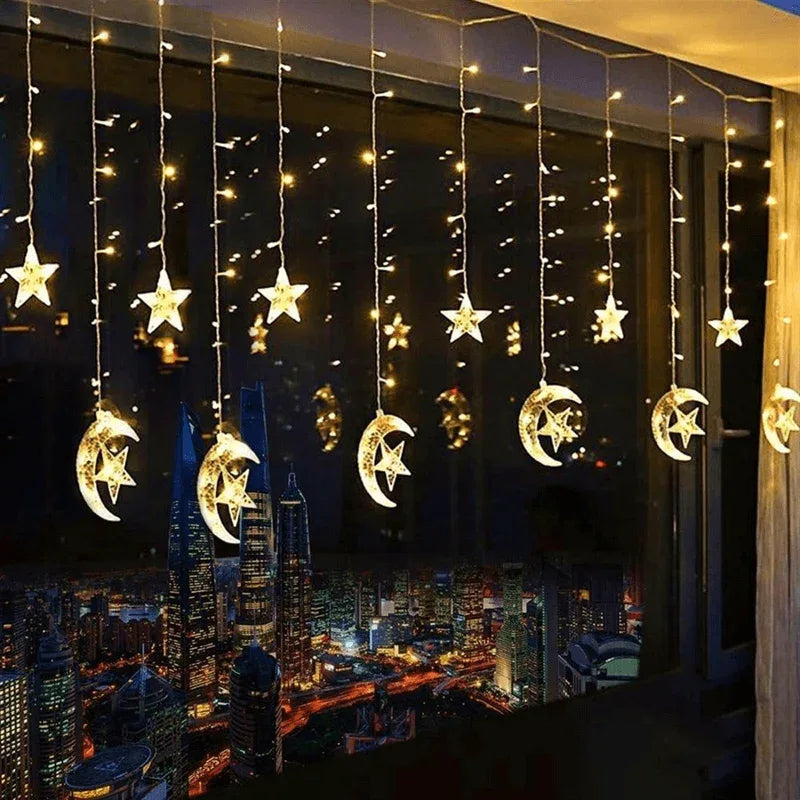 Led star moon curtain string lights - Prozone