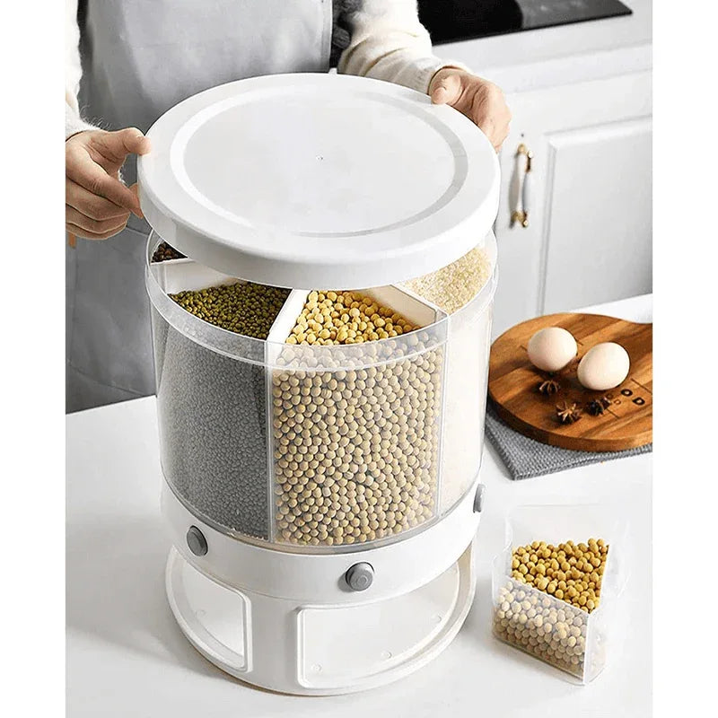 Rotation rice & grains dispenser with 6 partition grids - Prozone