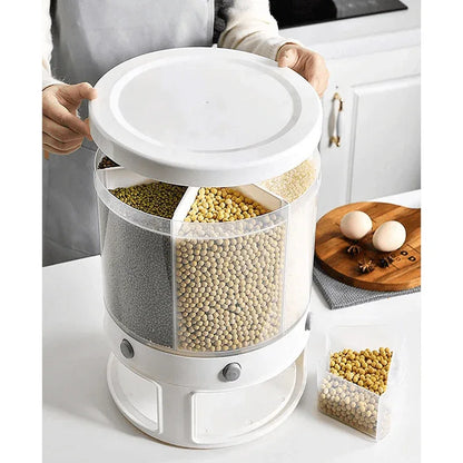Rotation rice & grains dispenser with 6 partition grids - Prozone