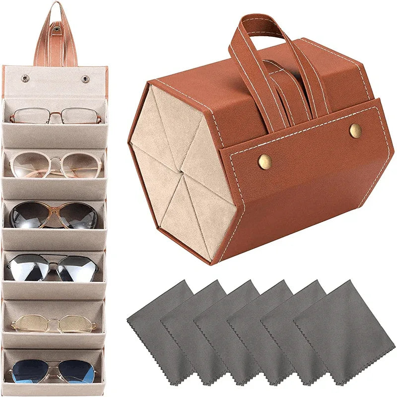 Leather 6 slot sun glasses organizer - Prozone
