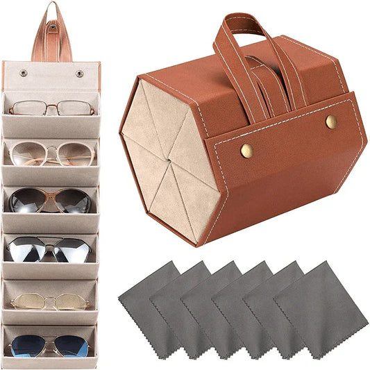 Leather 6 slot sun glasses organizer - Prozone