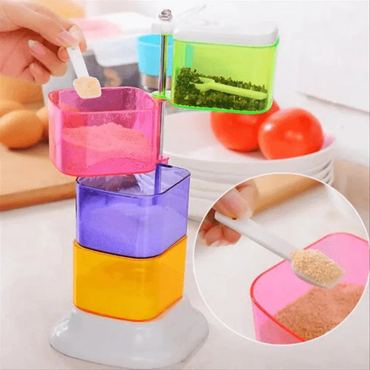 4-layer colorful 360 degree rotating box seasoning rack - Prozone