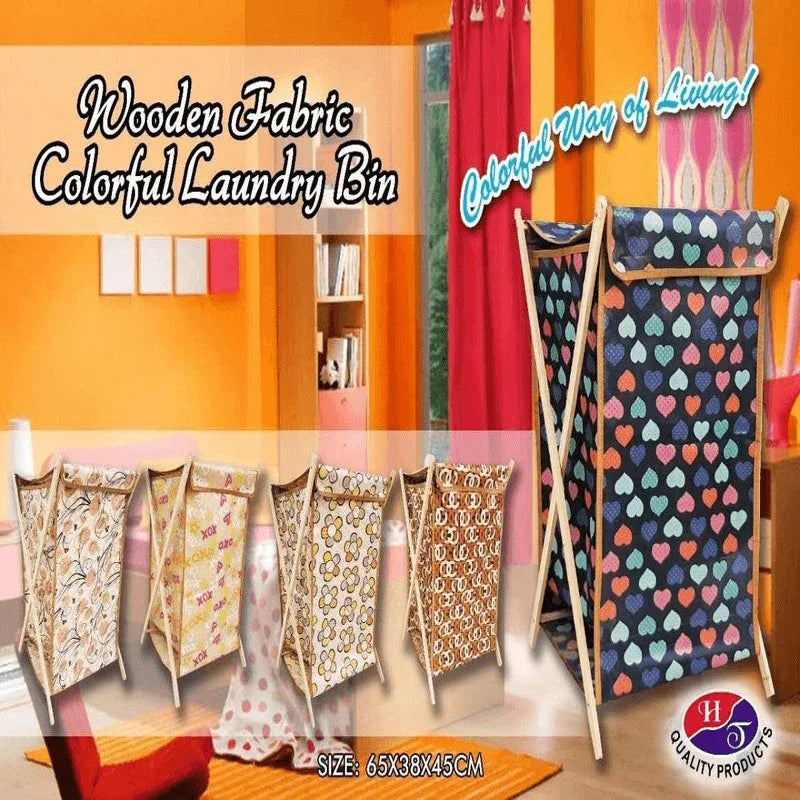 Wooden fabric laundry bin - multicolours - Prozone