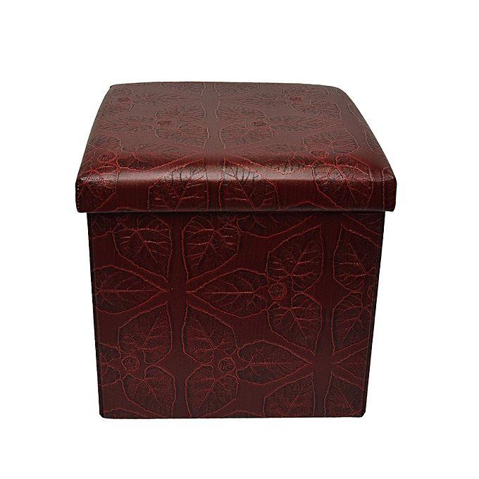 Folding storage ottoman foot rest & stool - maroon - Prozone