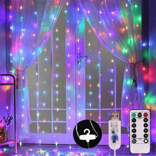 Multi-colored string light 300 led decorations for window wall - Prozone