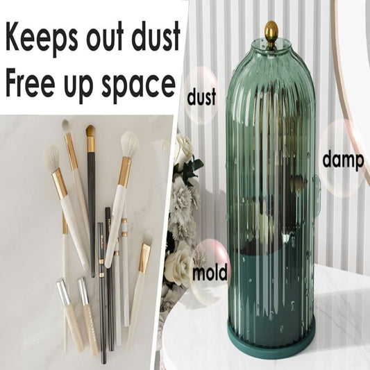 360 Rotating Clear Dustproof Makeup Brushes Organizer - Prozone