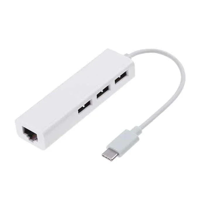 Type-c usb 3.1 to 3 port usb 2.0 100m rj45 ethernet lan hub - Prozone
