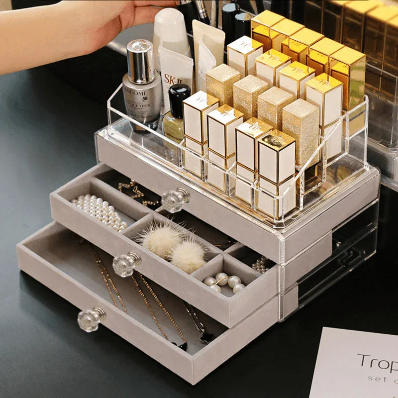 Acrylic jewelry box with 3 velvet drawers - Prozone
