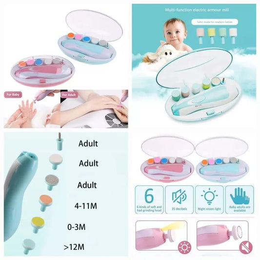 Electric baby nail trimmer with 6 grinding heads - Prozone
