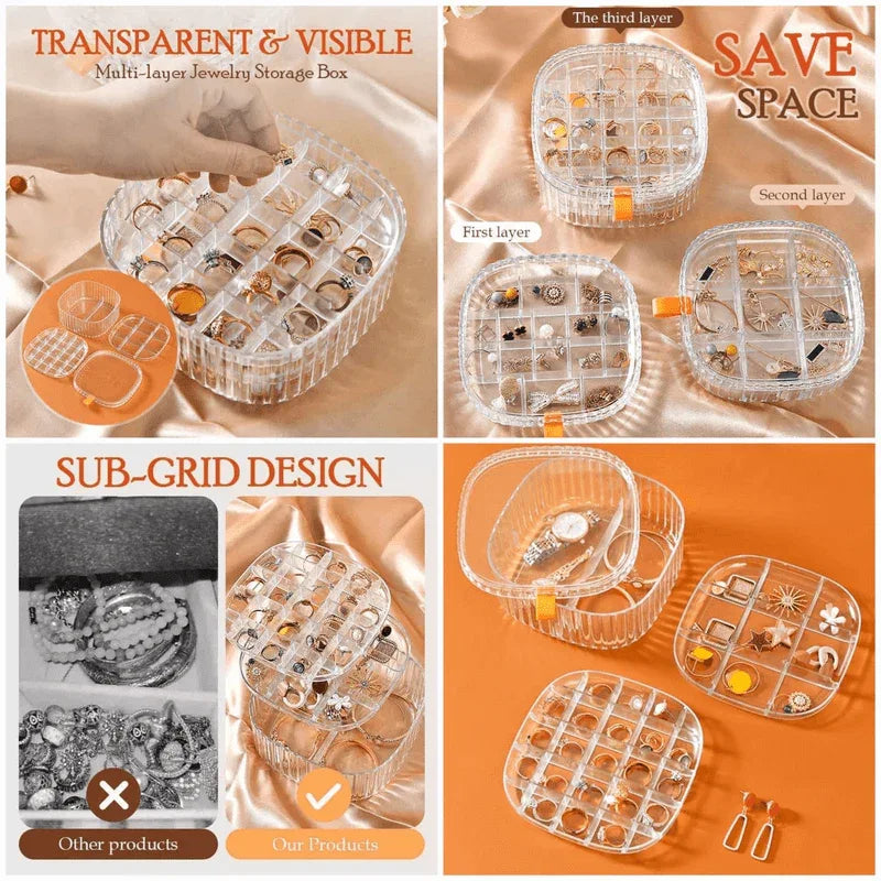 3 layer transparent crystal jewelry storage organizer - Prozone