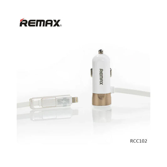Remax fast 8 3.4a single usb car charger with 2in1 cable - Prozone