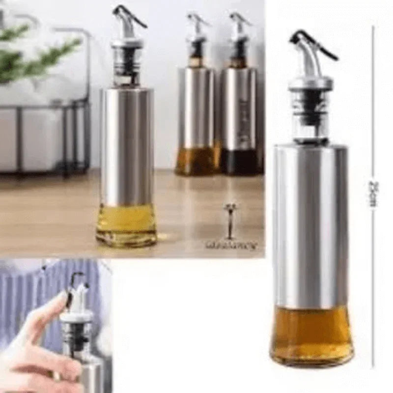 Oil bottle for kitchen made of glass with steel cover body - Prozone
