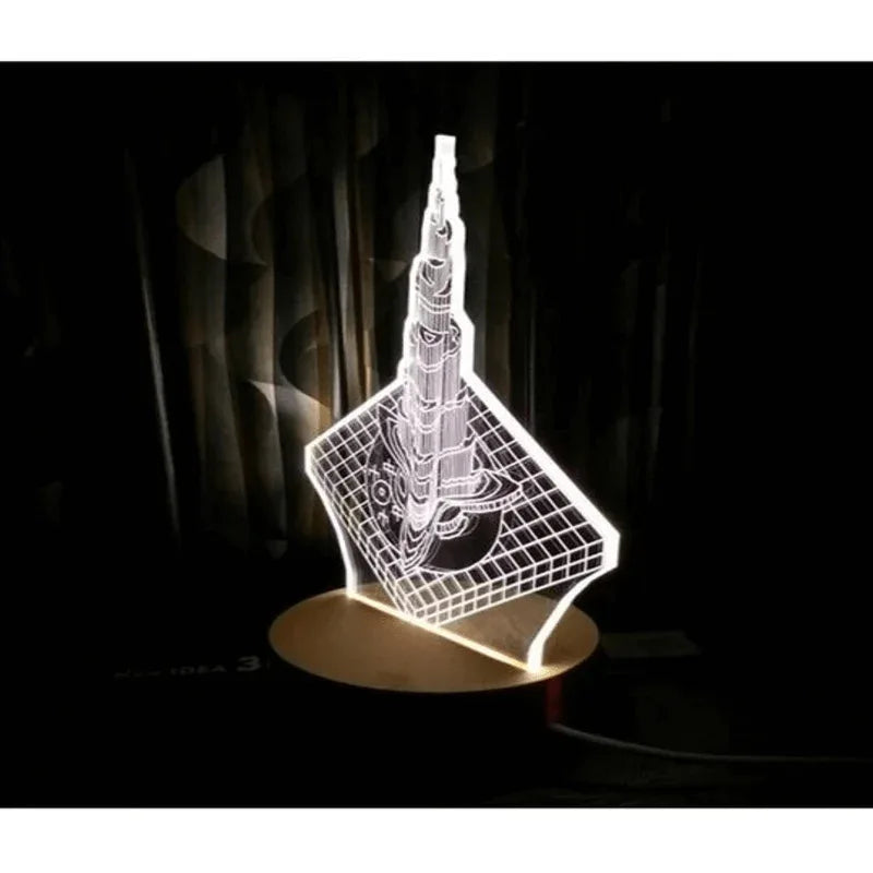 Burjkhalifa shape 3d acrylic lamp with wooden base - Prozone