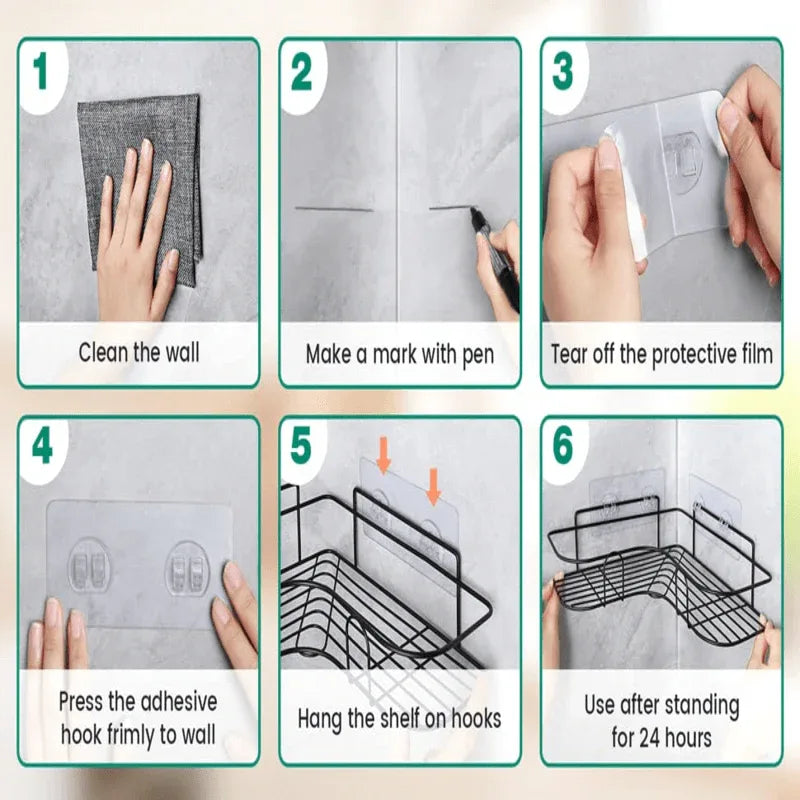 Storage organizer for bathroom and kitchen corner walls - Prozone