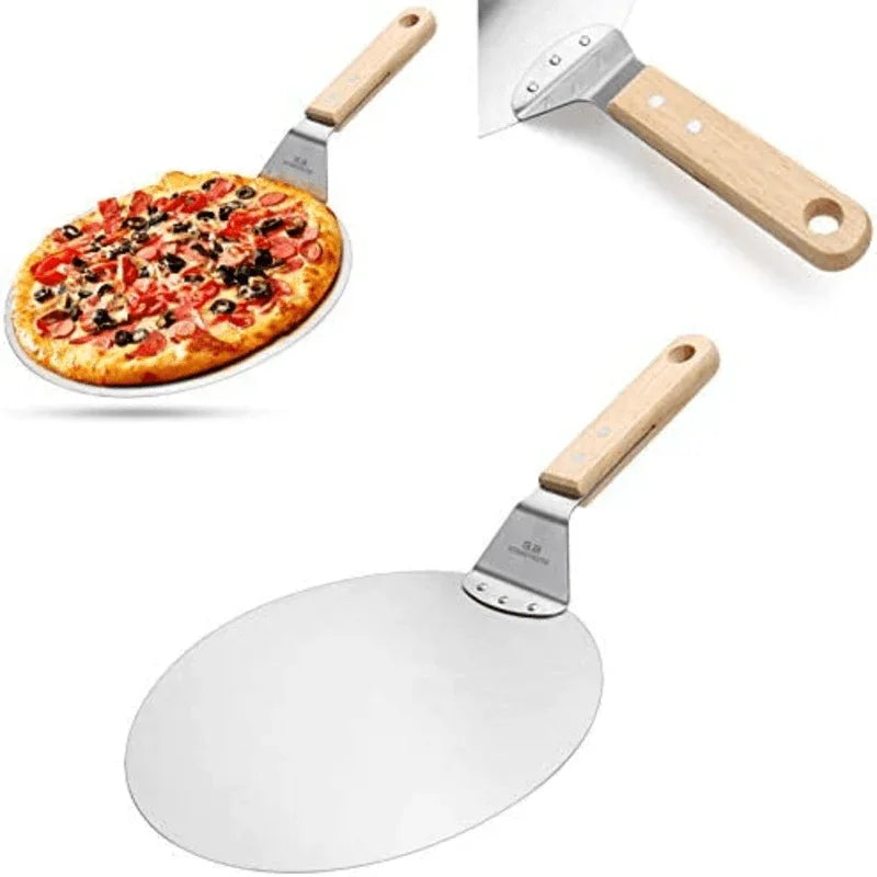 Stainless steel pizza pan spatula with wood handle - Prozone