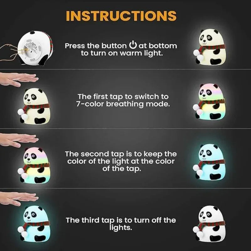 Cute Panda Silicon Night Light Lamp - Prozone