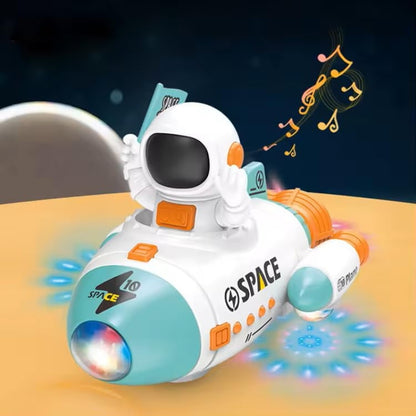 BATTERY OPERATED SPACE ROCKET CAR WITH LIGHT SOUNDS.