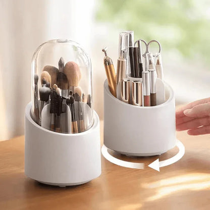 Rotating makeup brush holder with lid - Prozone