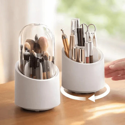 Rotating makeup brush holder with lid - Prozone