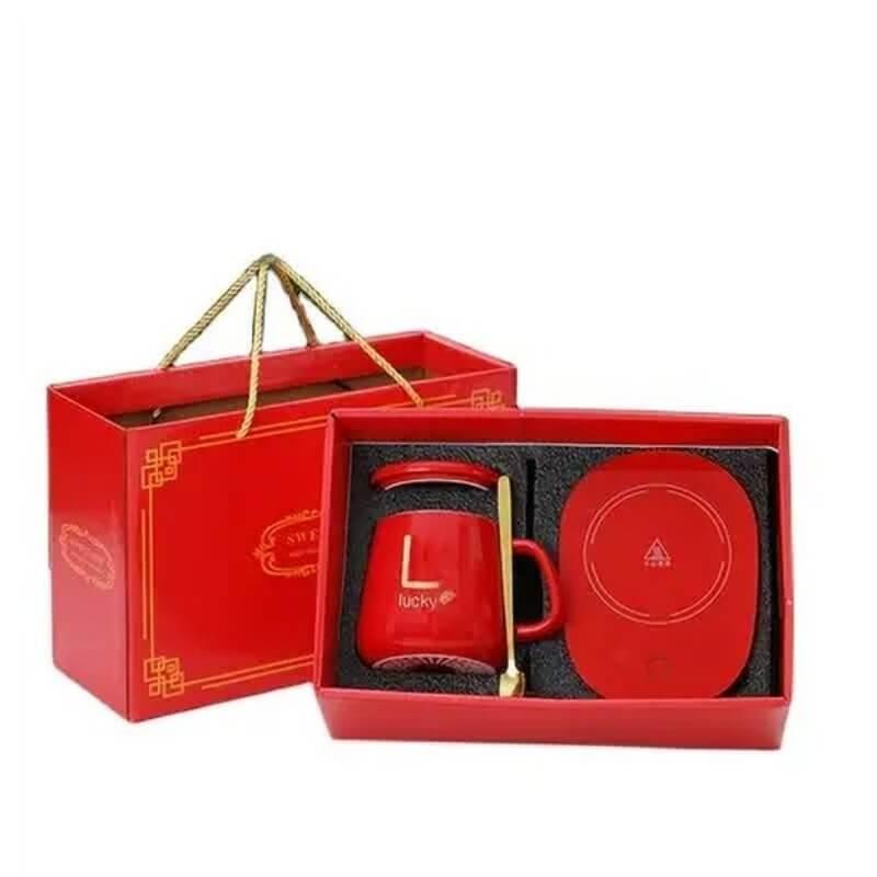 Ceramic mug red color with temperature control plate - Prozone