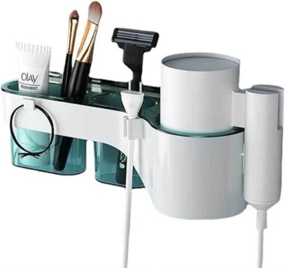 Multifunctional punch free wall mounted hair dryer storage holder - Prozone