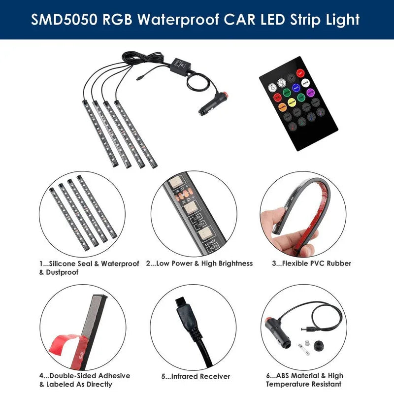 Multicolor music car strip light - Prozone