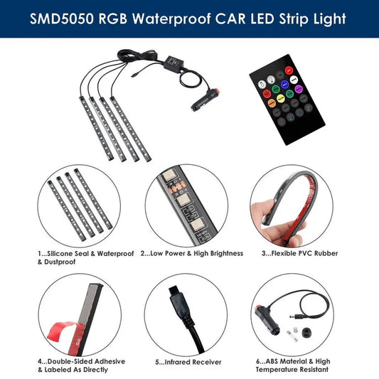 Multicolor music car strip light - Prozone