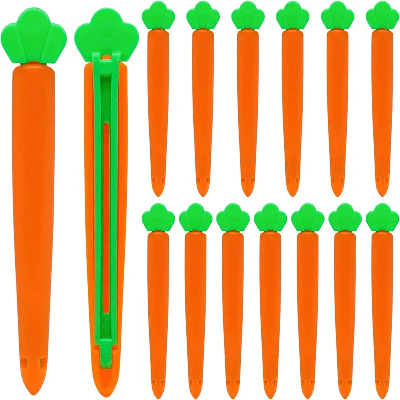 Cute carrot shape food bag sealing clips pack of 15 - Prozone