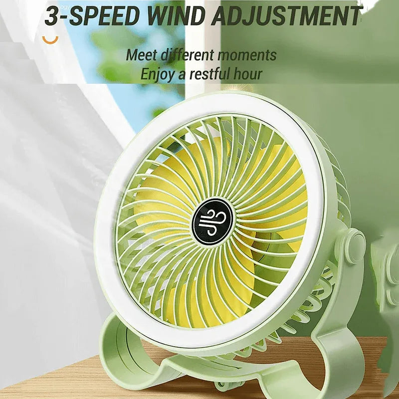 360° rotation with night breathing light portable fan with hook - Prozone