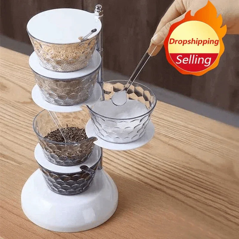 Kitchen crystal rotatable seasoning box 5 layer - Prozone