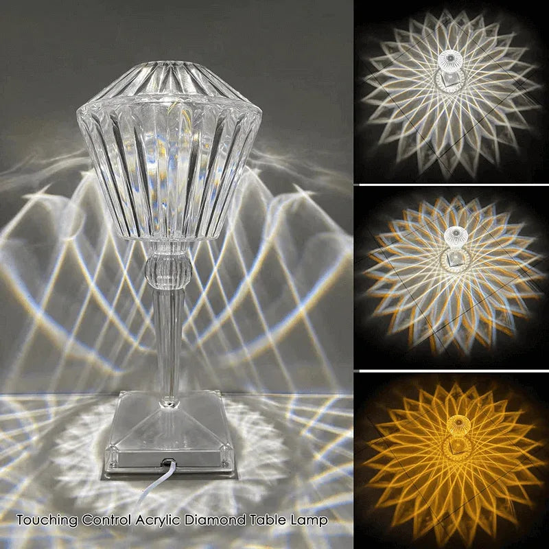 Diamond crystal acrylic desk lamp with usb cable - Prozone
