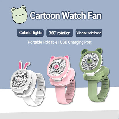 Cartoon watch portable mini fan with usb rechargeable cooling fan - Prozone