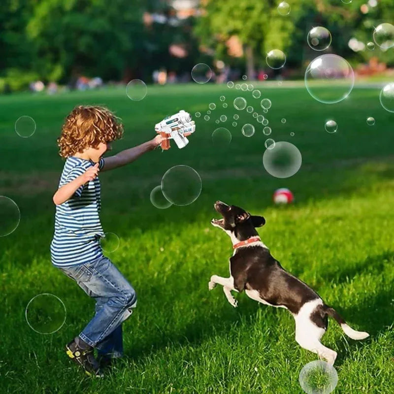 Battery operated bubble gun with light sounds. - Prozone